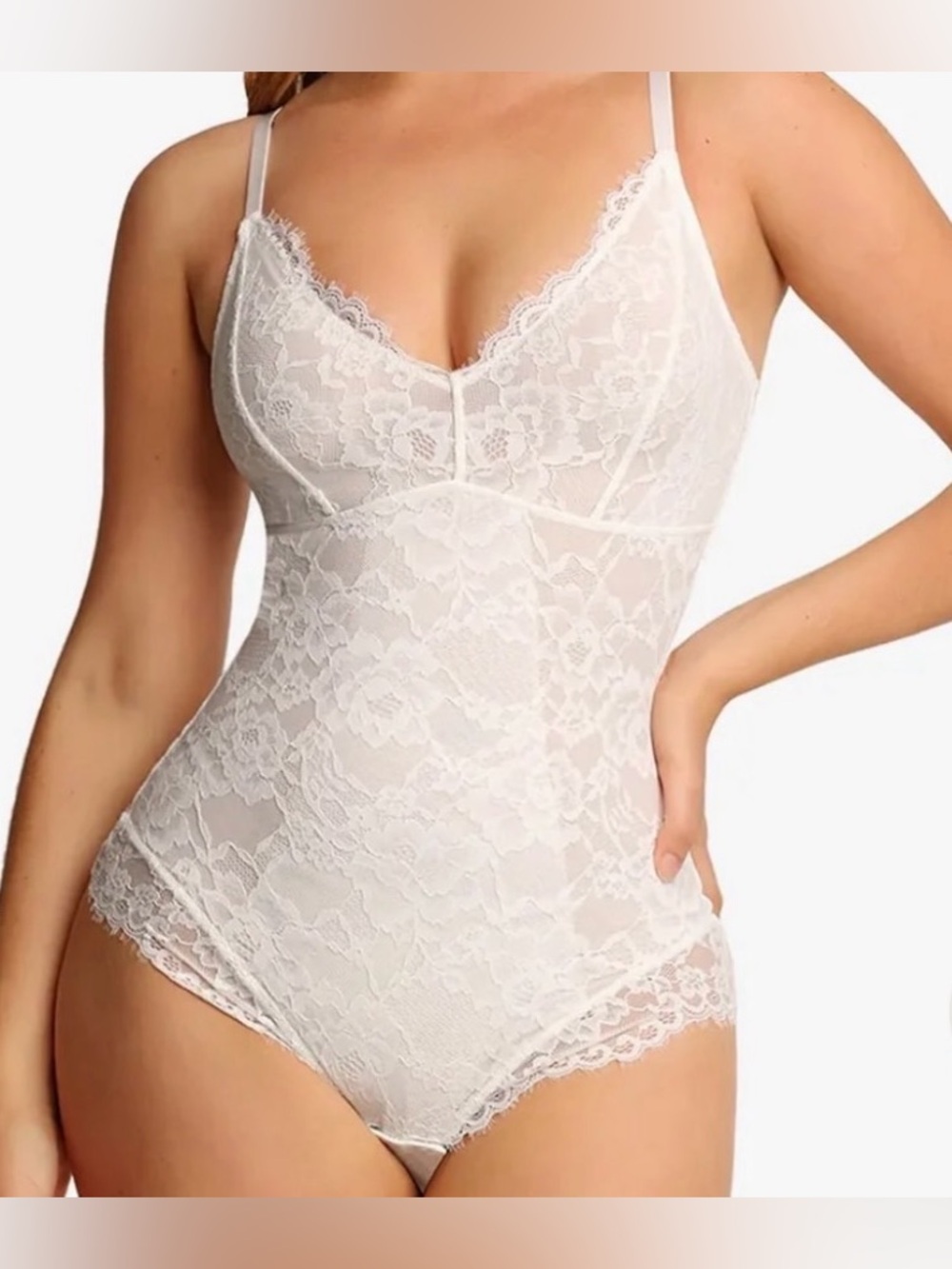 NWT Popilush Shapewear Firm Control Smoothing Full Lace Thong Bodysuit 3X